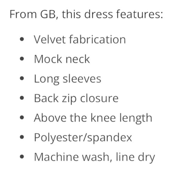 GB Black Velvet Stretch High Mock Neck Long Sleeve Holiday Cocktail Party Dress - Picture 16 of 16